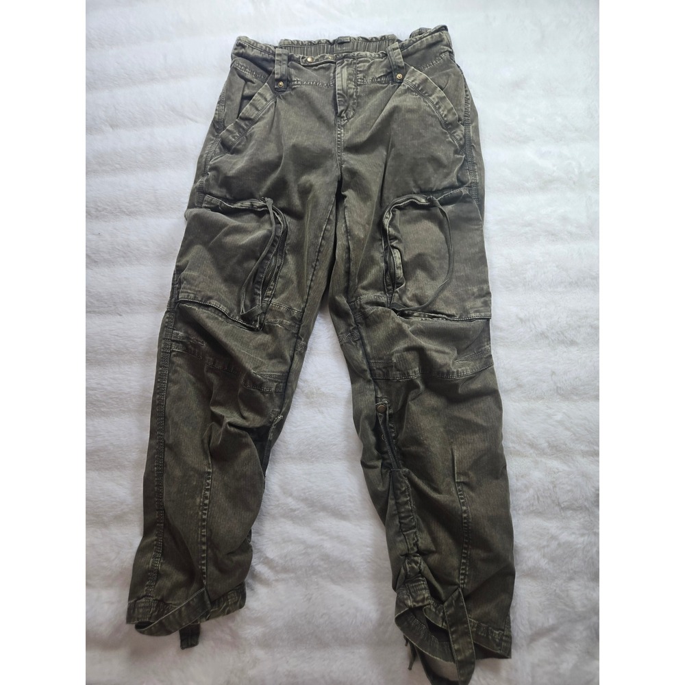 We The Free Free People Olive Army Green Cargo Jogger Pants Herringbone XS